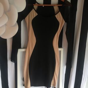 A mini multi-colored dress